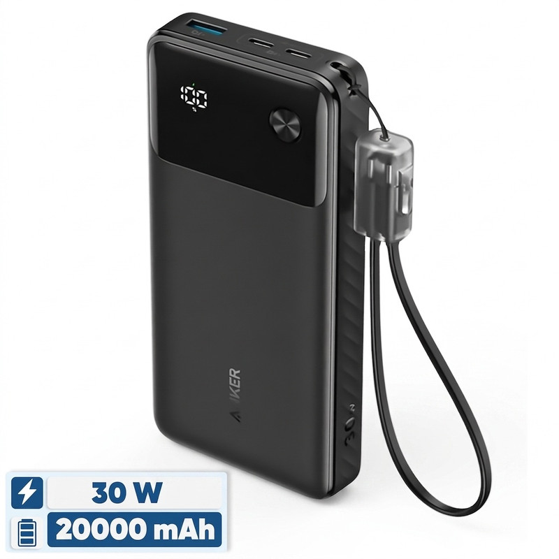 پاوربانک 30 وات انکر مدل A1384 ظرفیت 20000 میلی آمپر ساعت به همراه کابل USB-C (های کپی)
